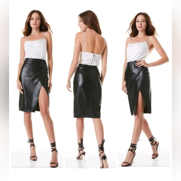 Alice + Olivia Siobhan Faux Wrap Pencil Skirt Size 6 - Picture 2 of 12